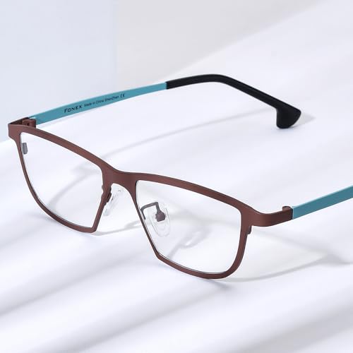 Image of FONEX Colorful Pure Titanium Glasses Frame Women Retro Round Eyeglasses