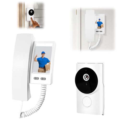 Campainha Inteligente Sem Fio com Video Porteiro, Porteiro Eletronico com Camera, Campainha com Camera, Wire Less Visual Intercom Campainha com Tela, Camera Campainhas de Vídeo Doorbell