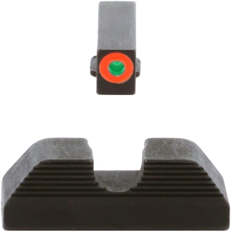 AMERIGLO UC Compatible with Glock Gen5 17,19,19X,26,45, Green Tritium Orange Outline Front, Black Serrated U Notch Rear (GL-5353)