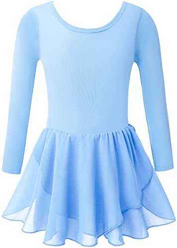 DANSHOW Girls Team Basic Long Sleeve Leotard with Skirt Kid Dance Ballet Tutu Dress