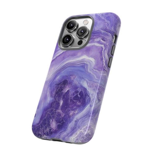 Coque rigide rigide iPhone 14 Pro marbre violet brillante antichoc