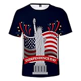 Yowablo Camisa Hombre 1776 Día de la Independencia Gráfico Manga Larga Manga Corta Camiseta Traje americano Patriótico Hombres Camiseta para Hombres sin Bolsillos de Algodón, El negro-3, 4X-Large