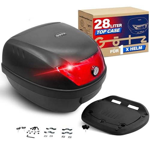 Götz Motorradkoffer 32 Liter, Top case universal, Helmkoffer für Roller, Motorrad, Mofa, Quad