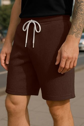 Image of Vogaan Men's Casual Slim Fit Shorts | Stylish Above Knee Shorts with Elastic Waist & Side Pockets Summer Wear for Gym Lounge Travel & Outdoor