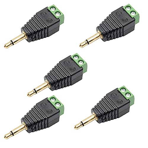 Adaptador 3.5mm TS Mono a 2 Pin Terminal 5Pcs miniatura 2