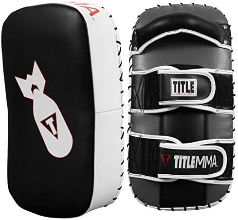 TITLE Boxing MMA Air Raid Thai Pads (Pair) - Muay Thai Pad, Thai Pad, MMA Pad, Punch Mitts, Kick Pad, Kick Boxing, MMA Equipment, Kickboxing Equipment, Karate Equipment