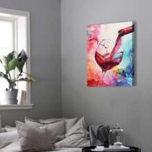 Peintures à l'aquarelle verre à vin sur toile : ravivez une cuisine sombre avec de l'art mural