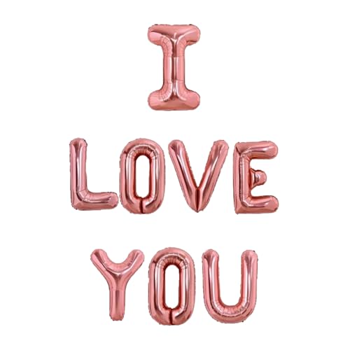 Kit de globos de letras 'I Love You' de 16 pulgadas, para el día de San Valentín, aniversario, boda, decoración para eventos (oro rosa)