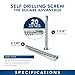 ASMC Industrial - Pro Self-Drilling Screws - Square Drive Trim Head, Zinc-Plated Metal Screw, Low-Carbon Steel, Self-Tapping Sheet for Metal, Wood, Automotive & Fasteners - 6-20 x 1 5/8