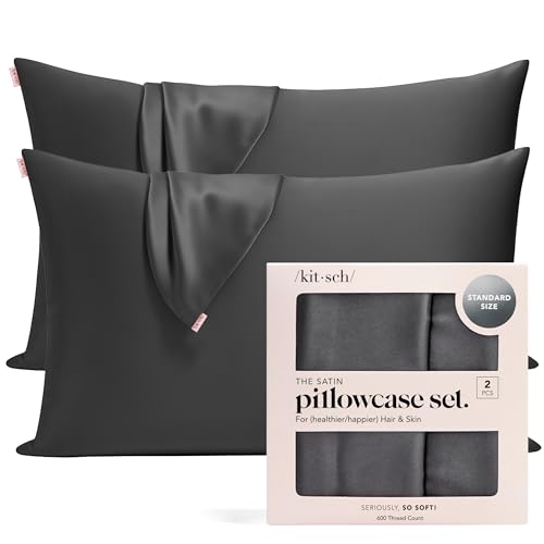 Kitsch Satin Pillowcase with Zipper for Hair & Skin, Softer Than...