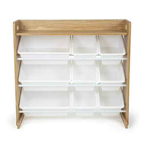 Humble Crew, Natural Wood/White Toy Organizer With Shelf And 9 Storage Bins #TOP2