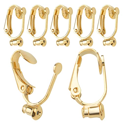 Lot de 20 convertisseurs de boucles d'oreilles à clip dorés en laiton hypoallergénique pour femme, homme, fille, oreilles non percées, 19,5 mm x 10 mm Cover