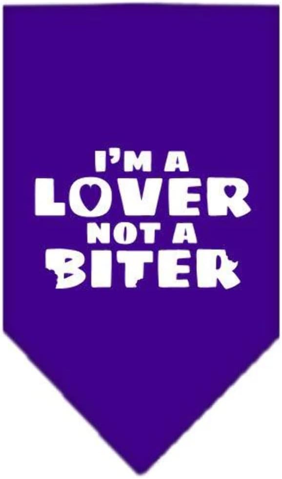 Mirage Pet Products I'm a Lover Not a Biter Screen Print Bandana for Pets, Small, Purple