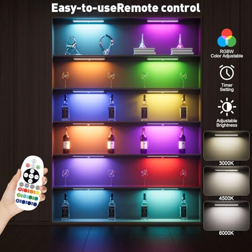 Hontafe Under Cabinet Lighting Wireless,58 LED Motion Sensor Light Indoor Night Lights with Remote,Rechargeable RGB Under Cabinet Lights Bar,Dimmable Under Counter Lighting for Kitchen,Shelf(3Pack) - image 4
