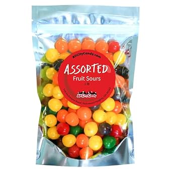 ACC All City Candy Fruit Sours Candy Balls - Bulk Bags Assorted Mix, 1 Lb