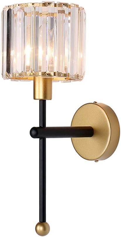 Crystal Wall Sconce Lighting Modern Wall Mounted Lamp, Nordic Home Decor Elegant Wall Sconces with Metal Base for Bedroom Bedside Hallway Entryway Hotel Wall Wash Light (Color : Black)