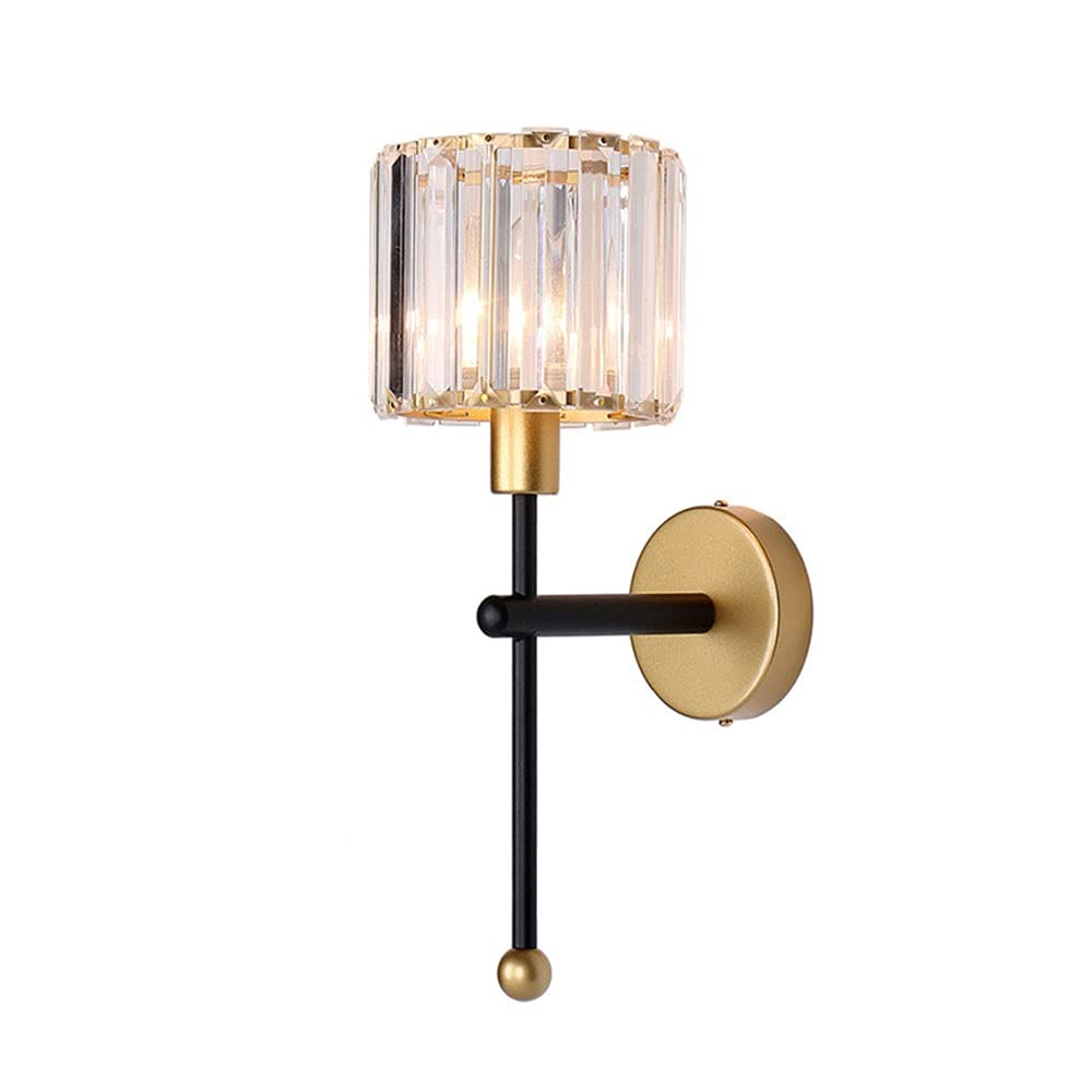 ITOSUI Crystal Wall Sconce Lighting Modern Wall Mounted Lamp, Nordic Home Decor Elegant Wall Sconces with Metal Base for Bedroom Bedside Hallway Entryway Hotel Wall Wash Light (Color : Black)