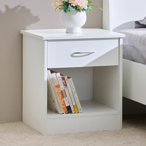 Image of Home Centre | Helios - Alton | Engineered Wood | Bed Side Tables | White | 1 Year Warranty
