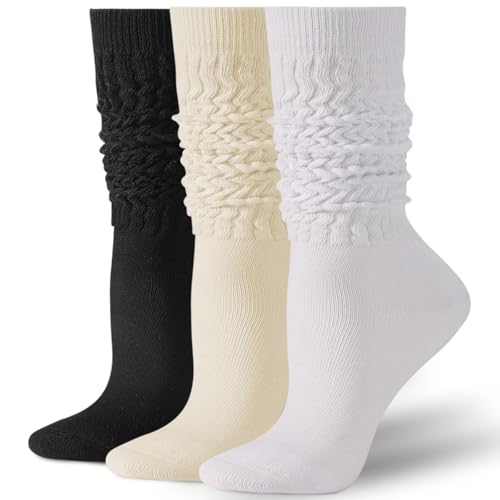 Image of Pleneal Slouchy Socks for Women Scrunch Sock Knit Chunky Crew Boot Socks