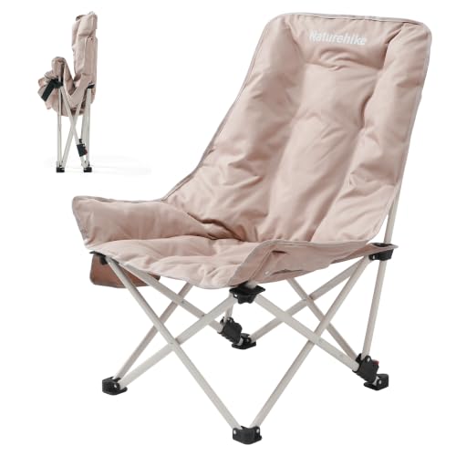 Naturehike Seastar Enhanced Padded Camping Chair, 22mm Steel Frame Supports 330 lbs, Oversized 2-Position Adjustable Folding Chair