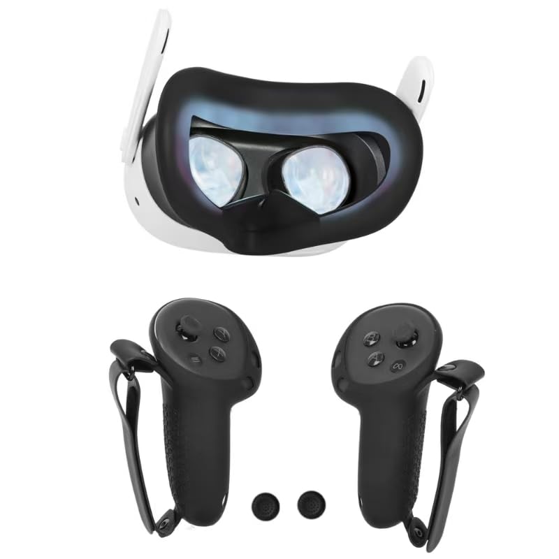 VR Controller Grips for Meta Quest 3S+ Silicone Case for Quest 3s,Non-Slip Thumbstick Covers -VR Accessory Sets
