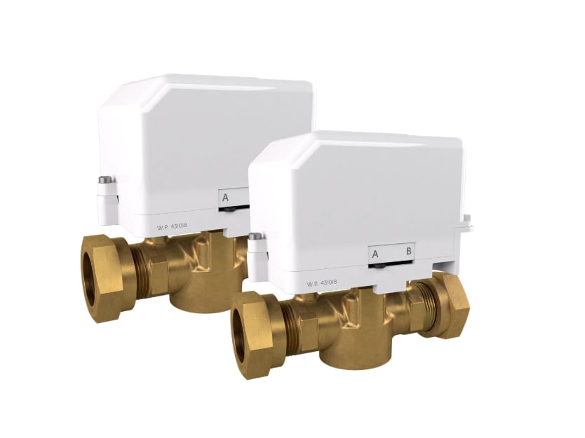 Drayton P27100 22mm Motorised 2 Port Zone Valve and Snap-On Actuator, 5 Wire SPST Switch, Pack of 2