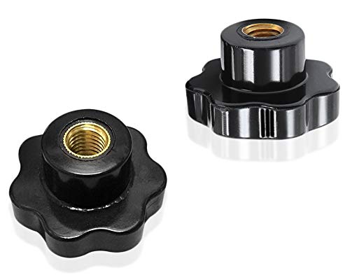 ASFINS M8 Sternschraube, 8 Stücke Sterngriffmutter Klemmknopf, Innengewinde Kunststoffgewinde Durch Loch Star Kopf für Werkzeugmaschine, Schwarz, 40 mm (A)