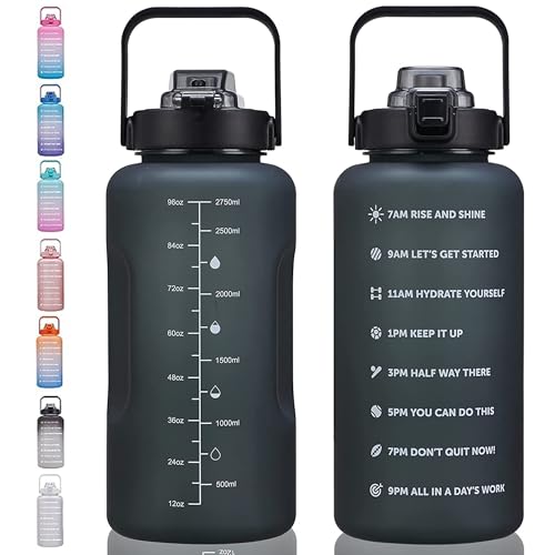 0.8 Gallon/100oz Large Water Bottles with Motivational Time Marker, Removable Straw & Handle, Leakproof & BPA Free Gradient Frosted Water Jug for Women Men to Fitness, Gym, Workout, Outdoor Sports