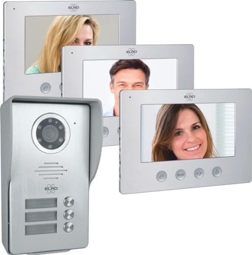 ELRO DV4000 3 Kit de Videoportero │ 3 Apartamentos │ Cámara 1080P Full HD con visión Nocturna │ Cable de 4 Hilos │ 16 Tonos de Llamada