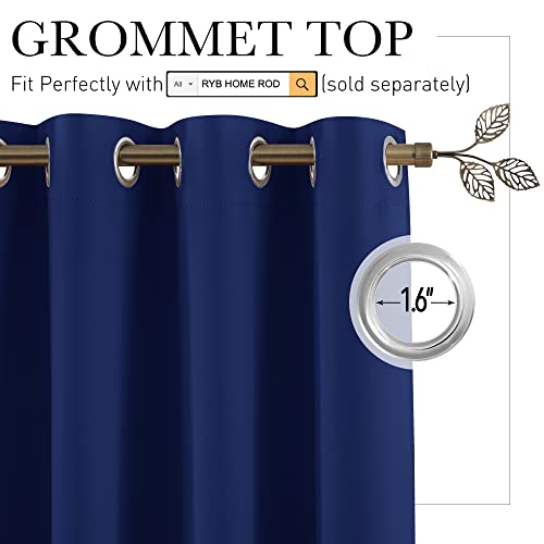 Image of RYB HOME Partition Room Dividers - Light Block Thermal Insulated Seperating Curtains Grommet for Spare Bedroom Loft Home Office Living Room, 1 Panel, Navy Blue, 12.5 ft Wide x 8 ft Long