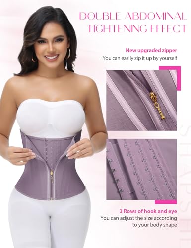 Image of SHAPSHE Waist Trainer for Women Tummy Control Workout Waist Cincher Corset Shapewear Postpartum Body Shaper with Zipper Hook