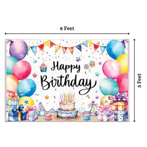 Image of Sri Yagnna - Happy Birthday Ballons Theme Backdrop -M 52- Backdrop for Birthday - Backdrops for Decoration (8x5 ft)