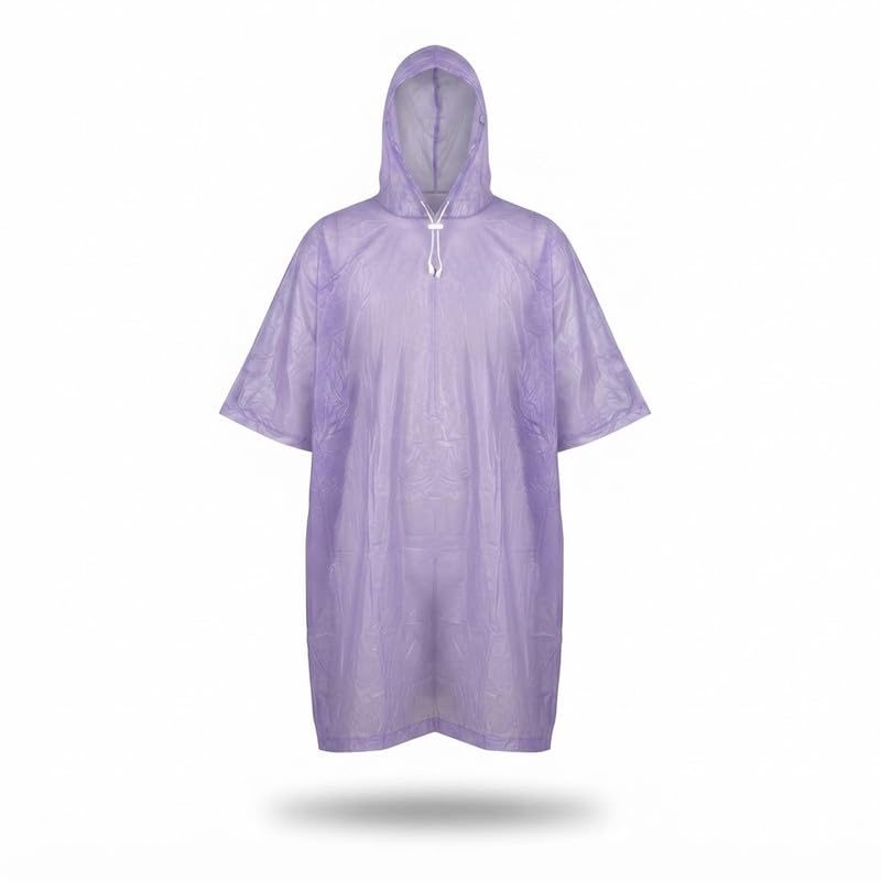 elevea 𝟏 𝐘𝐞𝐚𝐫 𝐖𝐚𝐫𝐫𝐚𝐧𝐭𝐲 Hooded Waterproof Rain Poncho, Lightweight Reusable PVC Rain Cape for Men & Women, Foldable Outdoor Rainwear for Camping, Trekking-picture-17