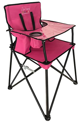 Image of ciao! baby Portable High Chair for Babies and Toddlers, Compact Folding Travel High Chair with Carry Bag for Outdoor Camping, Picnics, Beach Days, and More (Hot Pink)