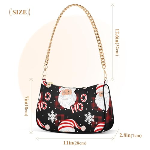 Zipper Small Hobo Purse Christmas Santa Claus Red Black Designer Handbags Women Floral Shoulder Bag with Chain Strap3