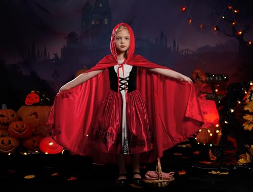 Disfraz infantil deluxe para niñas con capa y capucha roja miniatura 6