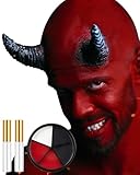 Libima Prosthetics Devil Horns Mens Women Halloween Demon Horns Cosplay Halloween Costume Horns Goat Horns Cosplay Halloween Latex Prosthetic Set with Face Paint and Makeup Adhesive Glue(Large)