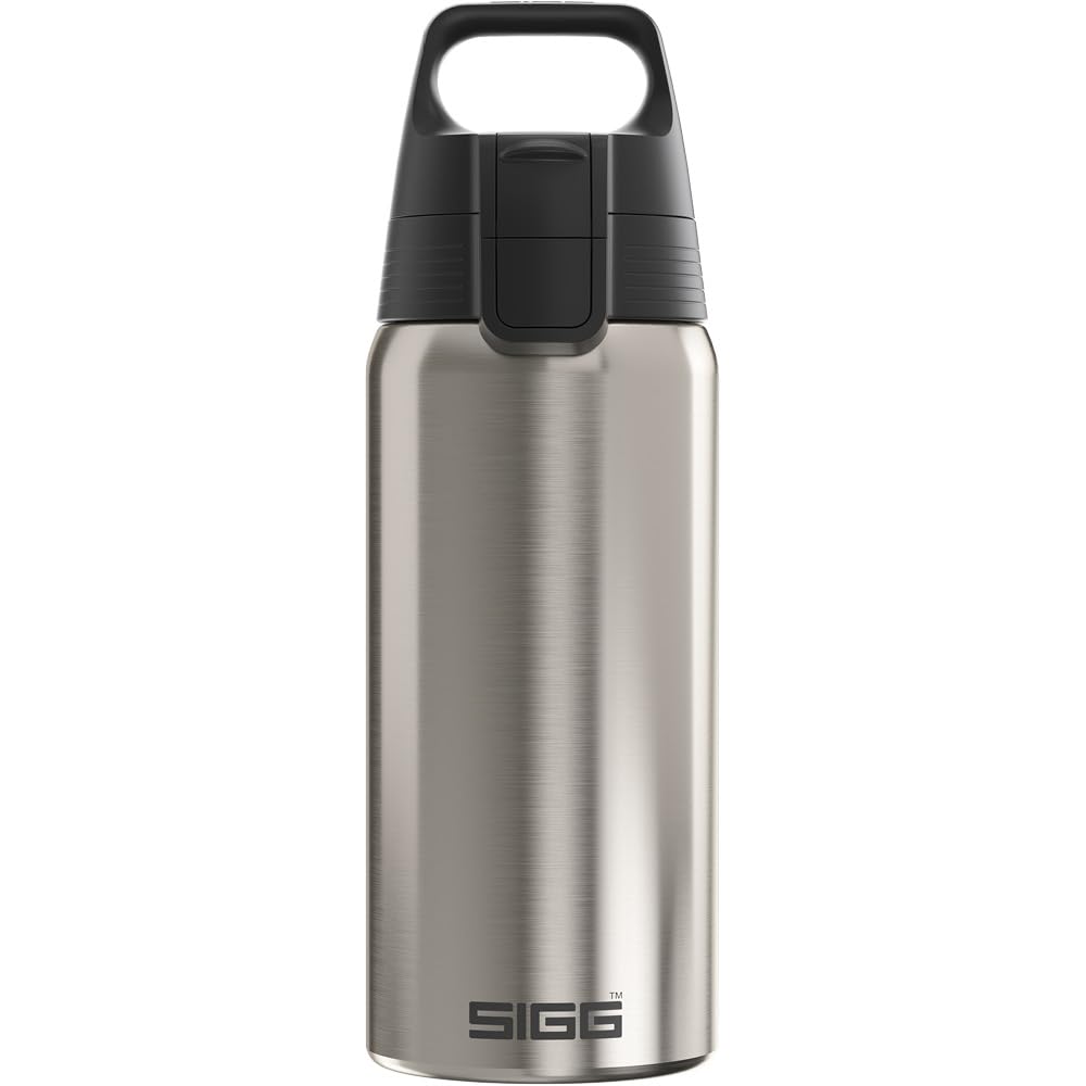 SIGG - Isolierte Trinkflasche - Thermosflasche Shield Therm One Brushed - kohlensäurehaltige Getränke - Auslaufsicher - Spülmaschinenfest - BPA-frei - 90% recycelter Edelstahl - Silber - 0,5L