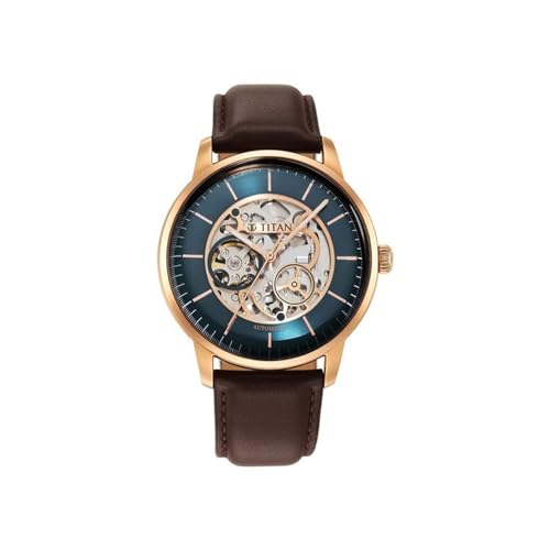 Titan Mens Analog Green Dial Brown Band Leather Watch - Image 3