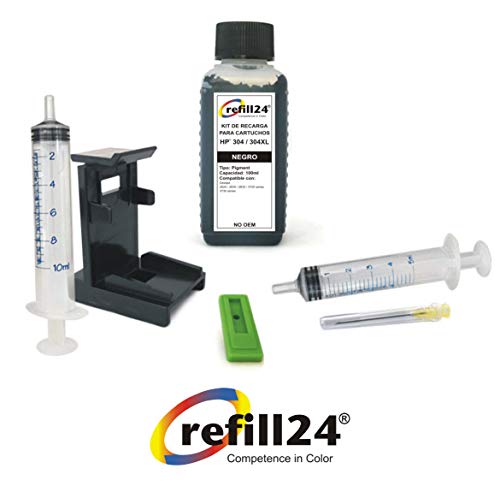 Kit di ricarica per Cartucce d'inchiostro HP 304, 304 XL, inchiostro Nero, include Clip e accessori