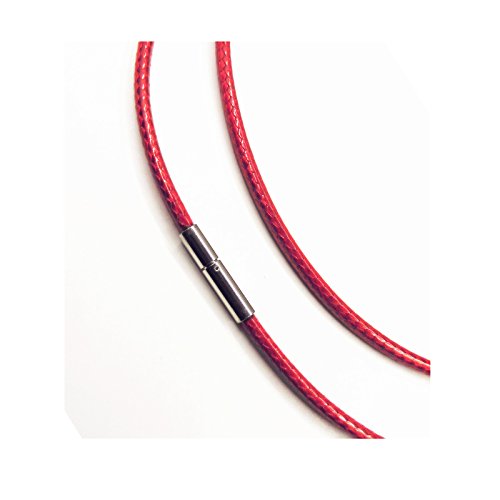 Image of Glory Qin 2mm Black Leather Cord Stainless Steel Rice Clasps Necklace Rope 16 to 28 Inch
