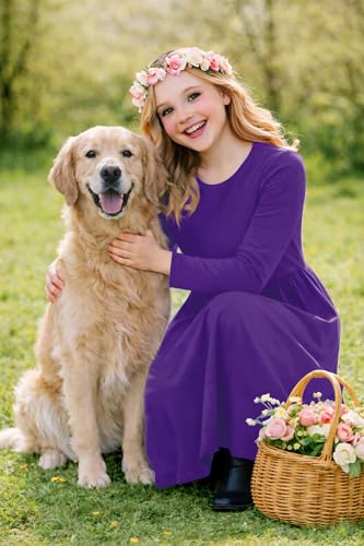 Image of Deerose Girls Maxi Dress Short Sleeve Casual Long Dresses with Pockets 5-14 Years