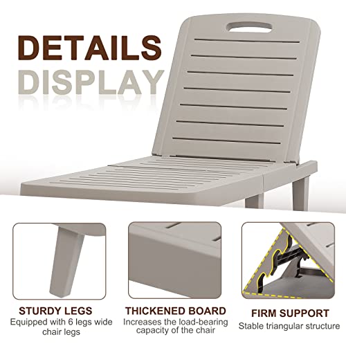 Wacasa Outdoor Chaise Lounge, Patio Lounge Chairs With 5 Positions Adjustable Backrest And Cup Holder, Waterproof, Easy Assembly Pool Lounge Chairs For Patio,Poolside,Beach(Gray) #TOP6