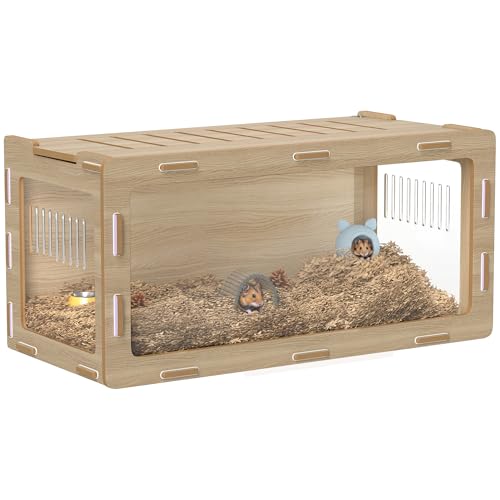 PawHut Hamster Cage with Easy View Acrylic Panels, Small Animal Cage with Air Vents & Openable Roof, Large Habitat for Dwarf, Gerbil, Guinea Pig, Rat, 39