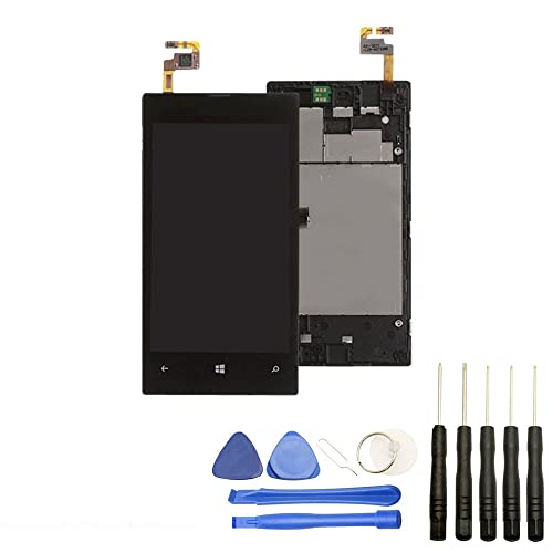 Visiodirect® Ecran Complet: Vitre + LCD sur châssis Compatible avec Nokia Lumia 520 Noir+ Kit Outils