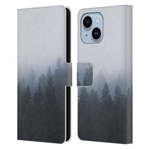 Étui portefeuille cuir iPhone 14 Plus Patrik Lovrin forêt brume