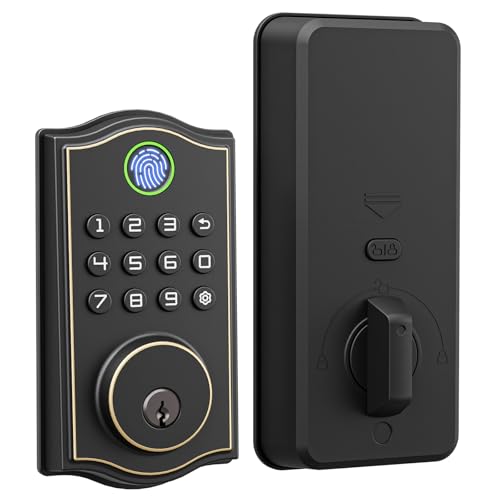Fingerprint Smart Lock for Front Door, Keyless Entry Deadbolt, 4-Language Voice Guide, Backlit Keypad
