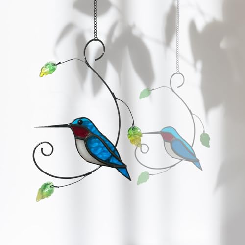 CHRDW, 1PC Colorful Hummingbird Glass Window Decor Hanging Ornament, Home Wall Garden Decor, Hummingbird Light Catcher, Bird Lover Favorite Gardening Ornament