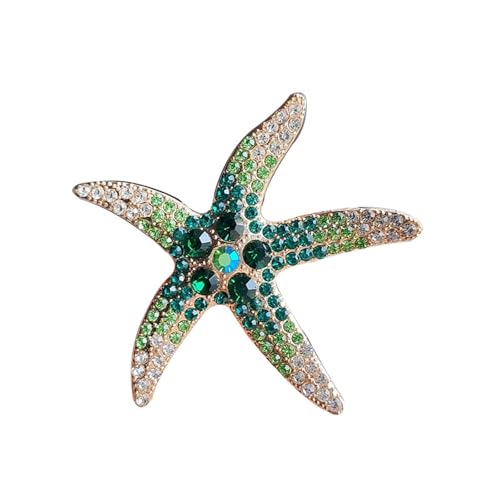 Image of WCRAZYE Rhinestone Starfish Brooch Pin for Women Men Gold Plated Elegant Crystal Shell Star Shaped Ocean Sea Animal Brooches Lapel Pins Delicate Wedding Beach Party Dress Accessories