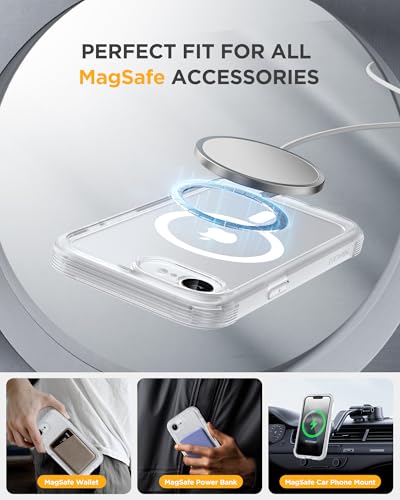 Image of Miracase for iPhone 17e Case & iPhone 16e Case, Full-Body Phone with Built-in Glass Screen Protector, [Magnetic with MagSafe] Military Drop Proof 17 E / 16 E Cover Bumper 6.1 inch, Matte Clear
